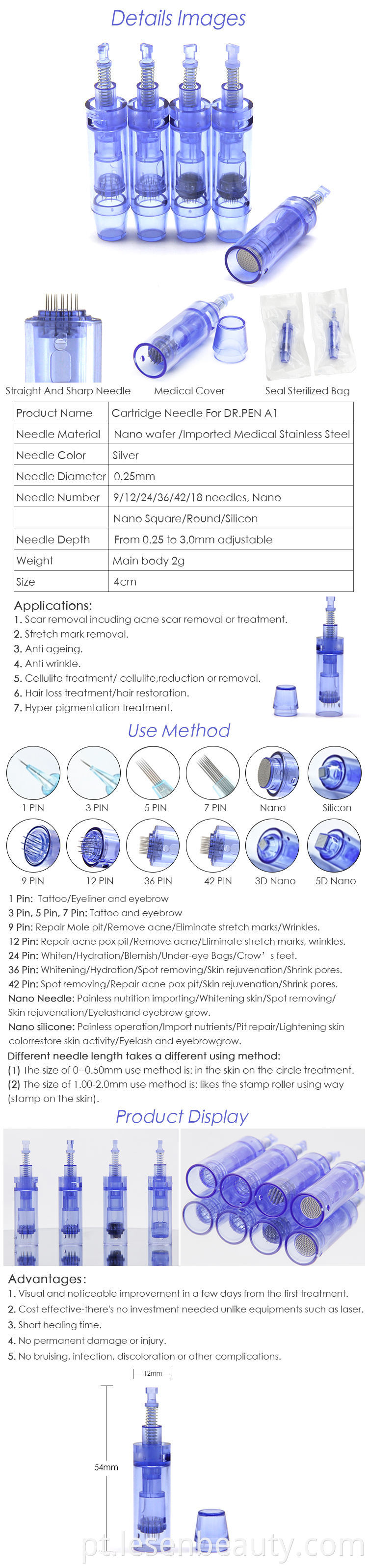 A1 A6 Derma pen disposable needle microneedle cartriges 